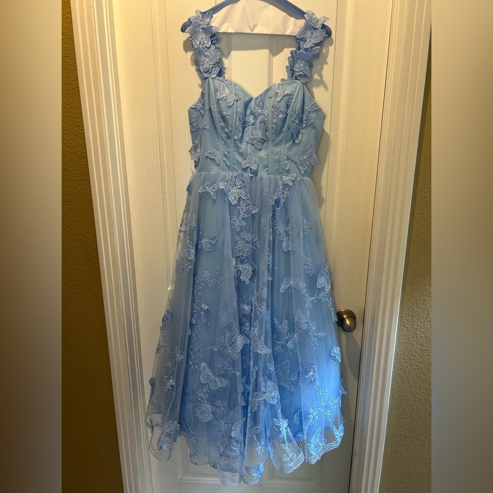 New JessaKae Blue Lace Midi Dress